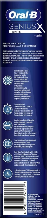 Oral B Oral-B Genius X - Wit - Elektrische Tandenborstel - Ontworpen Door Braun - 1 Handvat En 1 Opzetborstel 10 Oral B Oral-B Genius X - Wit - Elektrische Tandenborstel - Ontworpen Door Braun - 1 Handvat En 1 Opzetborstel - Afbeelding 10