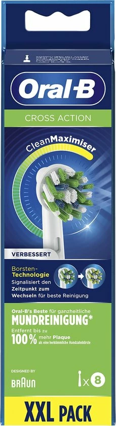 Oral B Oral-B CrossAction - Met CleanMaximiser-technologie - Opzetborstels - 8 Stuks 4 Oral B Oral-B CrossAction - Met CleanMaximiser-technologie - Opzetborstels - 8 Stuks - Afbeelding 4