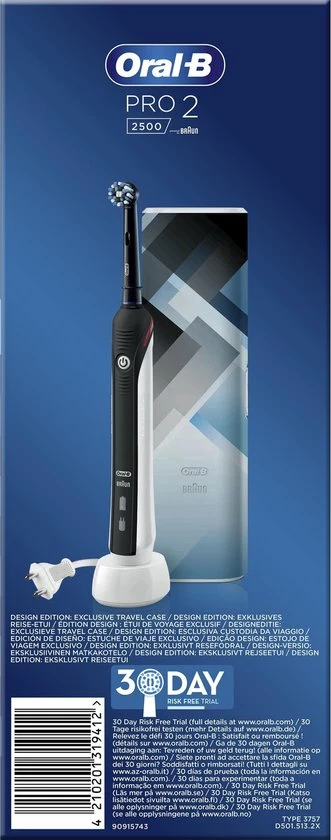Oral B Oral-B PRO 2 2500 - Zwart - Elektrische Tandenborstel - Met Reisetui 12 Oral B Oral-B PRO 2 2500 - Zwart - Elektrische Tandenborstel - Met Reisetui - Afbeelding 12