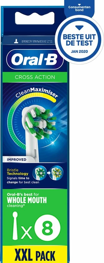 Oral B Oral-B CrossAction - Met CleanMaximiser-technologie - Opzetborstels - 8 Stuks 15 Oral B Oral-B CrossAction - Met CleanMaximiser-technologie - Opzetborstels - 8 Stuks - Afbeelding 15