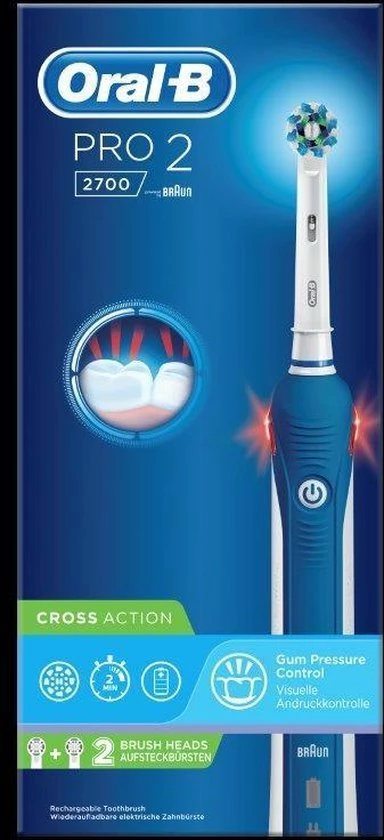 Oral B Oral-B Pro 2 2700 CrossAction - Elektrische Tandenborstel - Blauw, Wit 12 Oral B Oral-B Pro 2 2700 CrossAction - Elektrische Tandenborstel - Blauw, Wit - Afbeelding 12