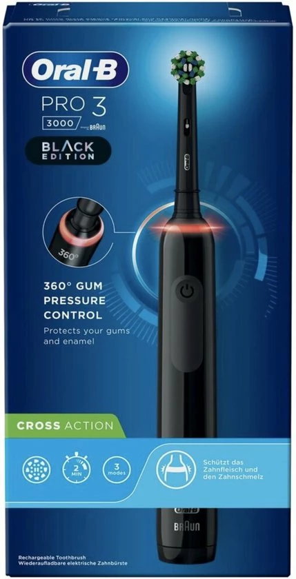 Oral B Oral-B Pro 3 3000 - Zwart - Elektrische Tandenborstel - Ontworpen Door Braun - Black Edition 3 Oral B Oral-B Pro 3 3000 - Zwart - Elektrische Tandenborstel - Ontworpen Door Braun - Black Edition - Afbeelding 3
