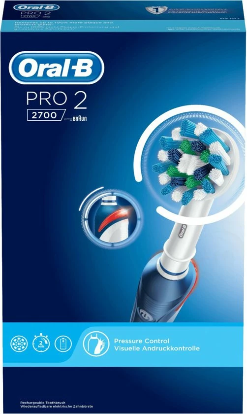 Oral B Oral-B Pro 2 2700 CrossAction - Elektrische Tandenborstel - Blauw, Wit 3 Oral B Oral-B Pro 2 2700 CrossAction - Elektrische Tandenborstel - Blauw, Wit - Afbeelding 3