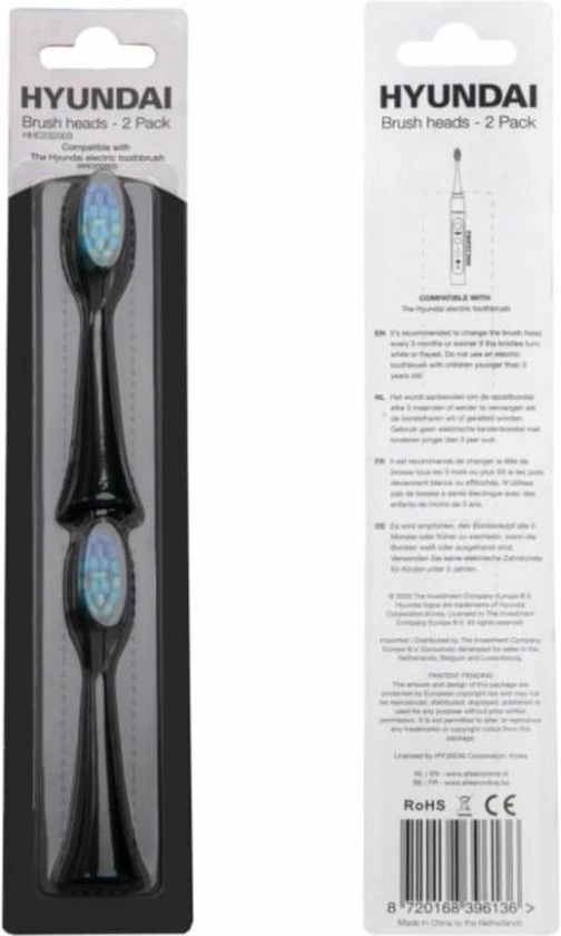 Hyundai - Elektrische Tandenborstel - Opzetborstel - Zwart - 2 Stuks 4 Hyundai - Elektrische Tandenborstel - Opzetborstel - Zwart - 2 Stuks - Afbeelding 4