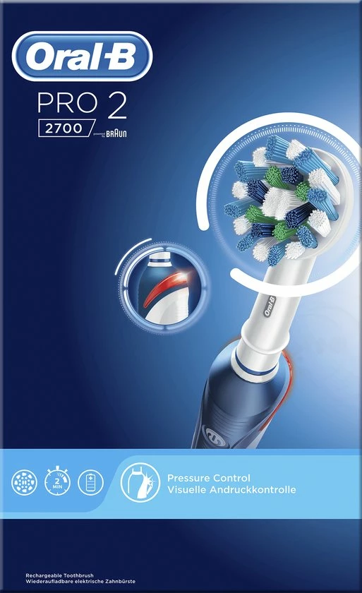 Oral B Oral-B Pro 2 2700 CrossAction - Elektrische Tandenborstel - Blauw, Wit 11 Oral B Oral-B Pro 2 2700 CrossAction - Elektrische Tandenborstel - Blauw, Wit - Afbeelding 11