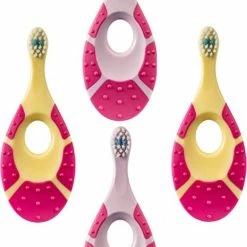 Jordan Tandenborstel Baby STEP 1 (0-2 JAAR) 4 Stuks Geel /Roze
