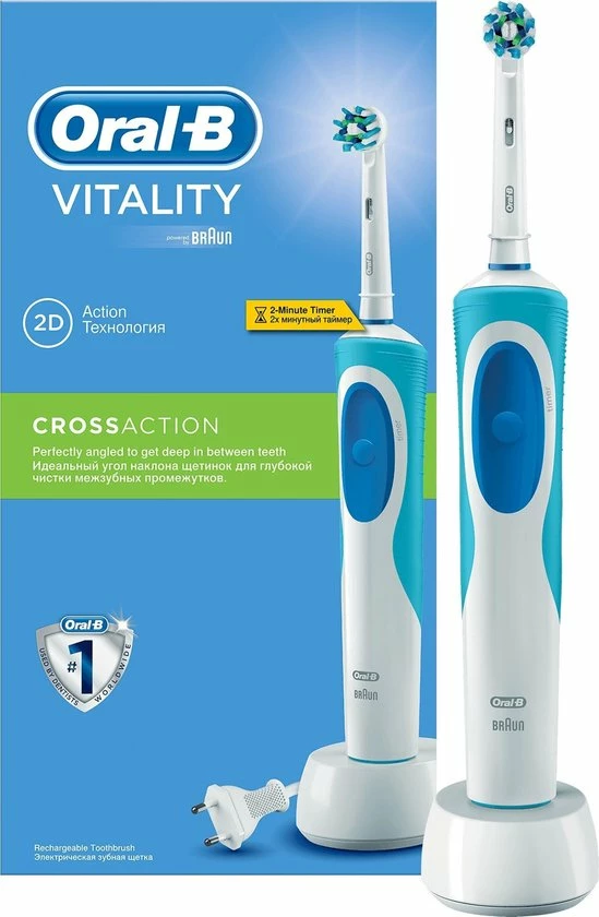 Oral B Oral-B Vitality CrossAction - Elektrische Tandenborstel - Blauw, Wit 1 Oral B Oral-B Vitality CrossAction - Elektrische Tandenborstel - Blauw, Wit
