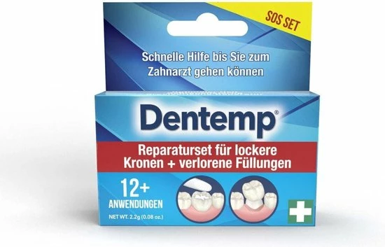 Dentemp Tand Reparatieset - Verloren Kroon En Vulling - Zelf Gaatje Vullen 1 Dentemp Tand Reparatieset - Verloren Kroon En Vulling - Zelf Gaatje Vullen