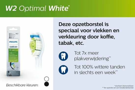 Philips Sonicare W2 Optimal White HX6068/13 - Opzetborstels - 8 Stuks 11 Philips Sonicare W2 Optimal White HX6068/13 - Opzetborstels - 8 Stuks - Afbeelding 11