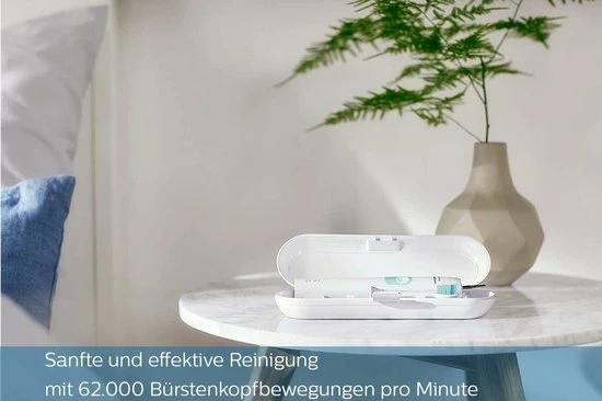 Philips Sonicare ProtectiveClean 5100 Elektrische Tandenborstel HX6851 / 34 Dubbele Verpakking - 2 Sonische Tandenborstels Met 3 Reinigingsprogramma's, Drukregeling, Reisetuis - Wit / Blauw 4 Philips Sonicare ProtectiveClean 5100 Elektrische Tandenborstel HX6851 / 34 Dubbele Verpakking - 2 Sonische Tandenborstels Met 3 Reinigingsprogramma's, Drukregeling, Reisetuis - Wit / Blauw - Afbeelding 4
