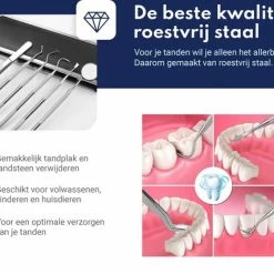 Pitt & Co. Tandarts Setje - Professioneel - Tandsteen Verwijderaar – Mondspiegel – Tandartshaakje – Tandsteenhaakje - Gebitsverzorging – Inclusief Luxe Etui - 6-delig - RVS -Oral B SHOP 550x427 2