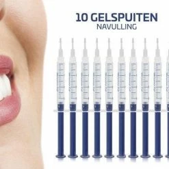 Merkloos Tanden Bleekset Navulling - 10 Effectieve Bleekgel Spuiten - Effectieve Gelspuiten - Tandenbleekset - Zonder Peroxide (0%) - Witte Tanden - Veilig Thuis Tanden Bleken Met Gel - Tandenbleker