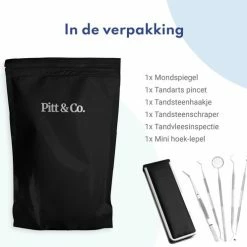 Pitt & Co. Tandarts Setje - Professioneel - Tandsteen Verwijderaar – Mondspiegel – Tandartshaakje – Tandsteenhaakje - Gebitsverzorging – Inclusief Luxe Etui - 6-delig - RVS -Oral B SHOP 550x498 6