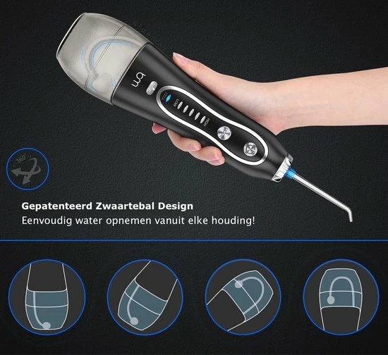 Bluemay Waterflosser - Monddouche - Waterflosser Elektrisch - Waterflosser Draadloos - Tandsteen Verwijderaar - Tandplak Verwijderaar - Zwart 3 Bluemay Waterflosser - Monddouche - Waterflosser Elektrisch - Waterflosser Draadloos - Tandsteen Verwijderaar - Tandplak Verwijderaar - Zwart - Afbeelding 3