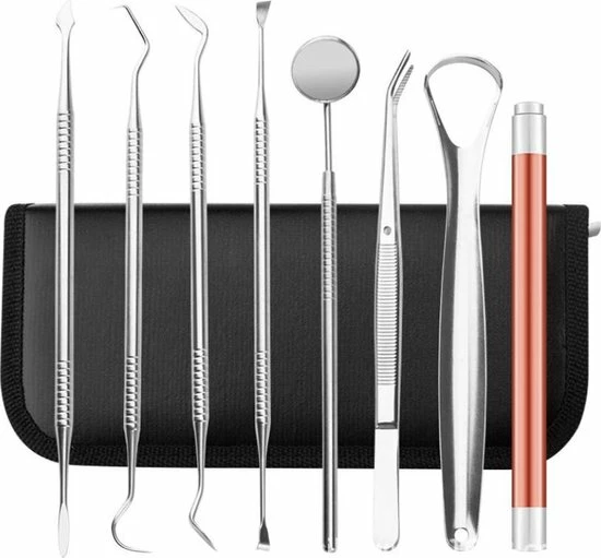 Qy Tandarts Set Voor Het Verwijderen Van Tandsteen En Verzorgen Van Het Gebit ? 8 Delig In Luxe Opbergetui 1 Qy Tandarts Set Voor Het Verwijderen Van Tandsteen En Verzorgen Van Het Gebit ? 8 Delig In Luxe Opbergetui