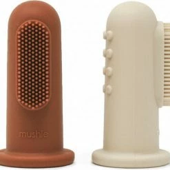 Mushie Finger Toothbrush Blush/Sand - Vingertandenborstel Baby - 2 Stuks Per Verpakking - Tandenborstel Siliconen -Oral B SHOP 550x516 2