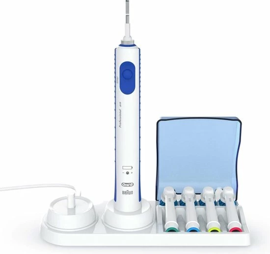 AA Commerce 2-In-1 Elektrische Tandenborstel & Opzetborstelhouder Geschikt Voor Oral B - Staande Houder Voor Oplader & Elektrische Toothbrush - Met Opbergunit Voor 4 Opzetborstels - Wit/Blauw 1 AA Commerce 2-In-1 Elektrische Tandenborstel & Opzetborstelhouder Geschikt Voor Oral B - Staande Houder Voor Oplader & Elektrische Toothbrush - Met Opbergunit Voor 4 Opzetborstels - Wit/Blauw