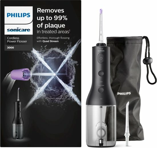 Philips Cordless Power 3000 HX3806/33 - Flosser - Zwart 3 Philips Cordless Power 3000 HX3806/33 - Flosser - Zwart - Afbeelding 3