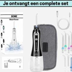BOME Waterflosser Met 7 Opzetstukjes - Monddouche - Voorkom Tandsteen - Draadloos - 5 Standen - Zwart -Oral B SHOP 550x531 6