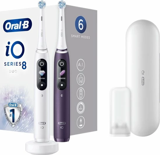 Oral B Oral-B IO 8n - Elektrische Tandenborstels Duoverpakking - Wit En Paars 10 Oral B Oral-B IO 8n - Elektrische Tandenborstels Duoverpakking - Wit En Paars - Afbeelding 10