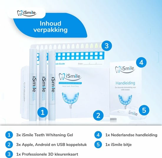 ISmile Professionele Tandenbleekset - Veilig Tanden Bleken - Zonder Peroxide - Witte Tanden - Teeth Whitening 10 ISmile Professionele Tandenbleekset - Veilig Tanden Bleken - Zonder Peroxide - Witte Tanden - Teeth Whitening - Afbeelding 10