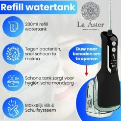 La Aster? Waterflosser ? Tandsteen Verwijderaar ? LED ? Flosapparaten ? Mondspoeling, Monddouche - Mondhygi?ne & Tandverzorging - Zwart -Oral B SHOP 550x540 23
