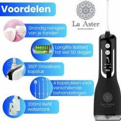 La Aster? Waterflosser ? Tandsteen Verwijderaar ? LED ? Flosapparaten ? Mondspoeling, Monddouche - Mondhygi?ne & Tandverzorging - Zwart -Oral B SHOP 550x543 8