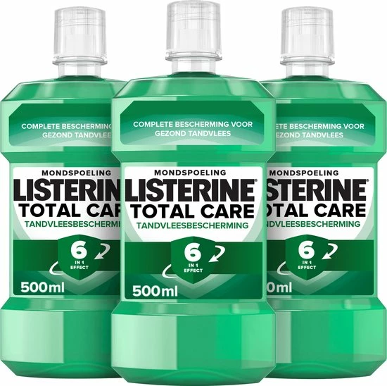 LISTERINE Total Care Tandvleesbescherming: Mondspoeling Voor Complete Bescherming Voor Gezond Tandvlees Met 6-in-1 Effect - Met Essentiële Oliën, Fluoride En Zinkformule, 3 X 500 Ml 2 LISTERINE Total Care Tandvleesbescherming: Mondspoeling Voor Complete Bescherming Voor Gezond Tandvlees Met 6-in-1 Effect - Met Essentiële Oliën, Fluoride En Zinkformule, 3 X 500 Ml - Afbeelding 2