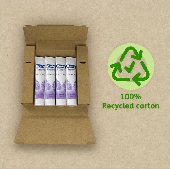 Oral B Oral-B 3D White Luxe Perfection - Voordeelverpakking 4 X 75 Ml -Tandpasta Verpakt In Gerecycleerd Karton 3 Oral B Oral-B 3D White Luxe Perfection - Voordeelverpakking 4 X 75 Ml -Tandpasta Verpakt In Gerecycleerd Karton - Afbeelding 3