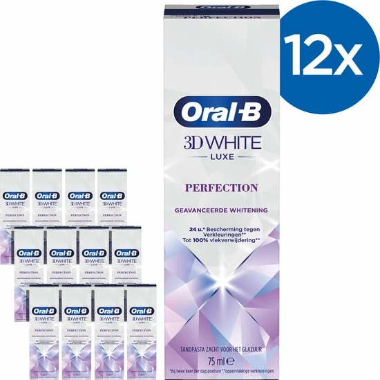 Oral B Oral-B 3D White Luxe Perfection Tandpasta - Voordeelverpakking 12 X 75ml 10 Oral B Oral-B 3D White Luxe Perfection Tandpasta - Voordeelverpakking 12 X 75ml - Afbeelding 10