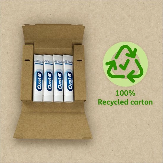 Oral B Oral-B Tandvlees & Glazuur Pro-Repair Origineel - Voordeelverpakking 4 X 100 Ml - Tandpasta Verpakt In Gerecycleerd Karton 3 Oral B Oral-B Tandvlees & Glazuur Pro-Repair Origineel - Voordeelverpakking 4 X 100 Ml - Tandpasta Verpakt In Gerecycleerd Karton - Afbeelding 3