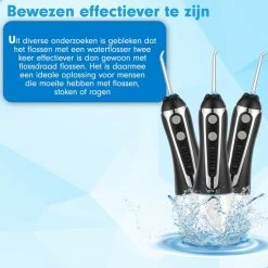 DEN-T? Waterflosser PRO V500 - 300ML - 5 Standen - 10 Opzetstukjes - Monddouche - Flosapparaat - Zwart - -Oral B SHOP 550x550 10