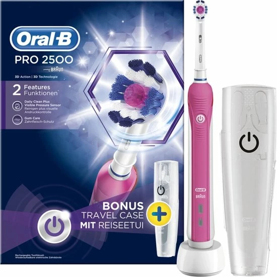 Oral B Oral-B PRO 2500 3D - Elektrische Tandenborstel - Roze 10 Oral B Oral-B PRO 2500 3D - Elektrische Tandenborstel - Roze - Afbeelding 10