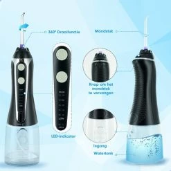 DEN-T? Waterflosser PRO V500 - 300ML - 5 Standen - 10 Opzetstukjes - Monddouche - Flosapparaat - Zwart - -Oral B SHOP 550x550 13