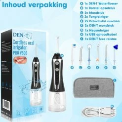 DEN-T? Waterflosser PRO V500 - 300ML - 5 Standen - 10 Opzetstukjes - Monddouche - Flosapparaat - Zwart - -Oral B SHOP 550x550 14