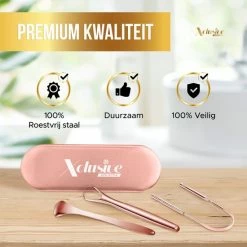 Xclusive-lifestyle® Luxe Rosé Tongschraperset - RVS Tongreiniger - 4-Delig - Ayurveda - Tongschraper - Mondverzorging - Mondhygiëne - Luxe Case - Herbruikbaar & Duurzaam -Oral B SHOP 550x550 1400