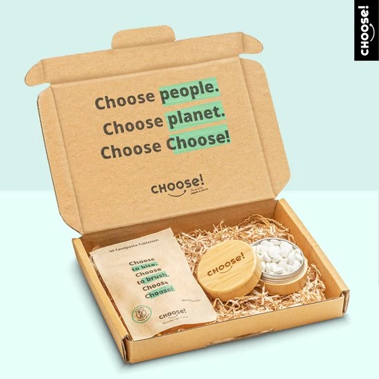 Choose! CHOOSE Starter Box - Tandpasta Tabletten - Bamboe Refill Pot - 90 Tabletten 3 Choose! CHOOSE Starter Box - Tandpasta Tabletten - Bamboe Refill Pot - 90 Tabletten - Afbeelding 3