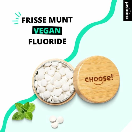 Choose! CHOOSE Starter Box - Tandpasta Tabletten - Bamboe Refill Pot - 90 Tabletten 5 Choose! CHOOSE Starter Box - Tandpasta Tabletten - Bamboe Refill Pot - 90 Tabletten - Afbeelding 5