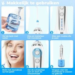 Dentools Draadloze Waterflosser - Monddouche - 5 Reinigingsstanden - 5 Opzetstukjes - 300ml Tank - Gratis Travelbag - Wit -Oral B SHOP 550x550 1528