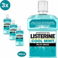 Pack Of 3 - Listerine Cool Mint Milde Smaak Mondspoeling 500 Ml
