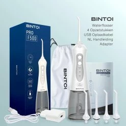 Bintoi® ISonic F500 - Waterflosser - Professionele Monddouche - Flos Voor Beugels - Flosapparaten - 3 Standen En 4 Opzetstukjes - IPX7 Waterdicht - Incl. Reistas Cadeau -Oral B SHOP 550x550 1798