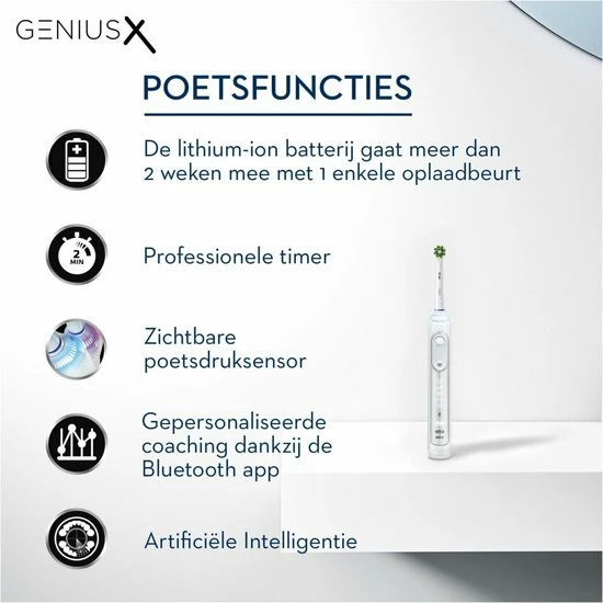 Oral B Oral-B Genius X - Wit - Elektrische Tandenborstel - Ontworpen Door Braun - 1 Handvat En 1 Opzetborstel 13 Oral B Oral-B Genius X - Wit - Elektrische Tandenborstel - Ontworpen Door Braun - 1 Handvat En 1 Opzetborstel - Afbeelding 13