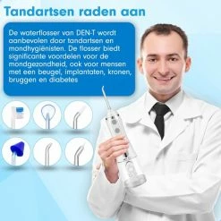 DEN-T® Waterflosser PRO V500 - 300ML - 5 Standen - 10 Opzetstukjes - Monddouche - Flosapparaat - Wit - -Oral B SHOP 550x550 226