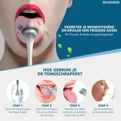 RX Goods RVS Tongschraper Voor Mondverzorging – 4 Stuks – Tongreiniger, Tongborstel & Tong Schraper – Duurzaam & Herbruikbaar -Oral B SHOP 550x550 345
