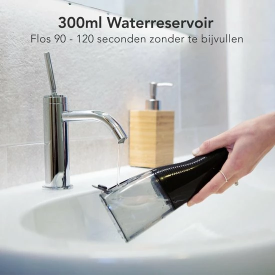 LifeGoods Waterflosser - Elektrisch - 3 Standen - 4 Opzetstukjes - 300 Ml Tank - Zwart 7 LifeGoods Waterflosser - Elektrisch - 3 Standen - 4 Opzetstukjes - 300 Ml Tank - Zwart - Afbeelding 7