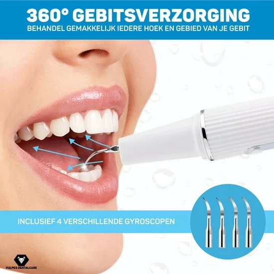 Vulpes DentalCare® Elektrische Sonische Tandsteen Verwijderaar - Met Camera & App – 4 Opzetstukken – Tandplak - 3 Standen – Blauw Desinfectie Licht - PRO 5 Vulpes DentalCare® Elektrische Sonische Tandsteen Verwijderaar - Met Camera & App – 4 Opzetstukken – Tandplak - 3 Standen – Blauw Desinfectie Licht - PRO - Afbeelding 5