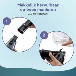 Trebin Waterflosser Draadloos - 360? Graden Draaibare Kop - Waterpik - Elektrisch - Oplaadbaar - Flosapparaat - Monddouche - 4 Standen - 3 Opzetstukken - 260 Ml Tank - Zwart -Oral B SHOP 550x550 635