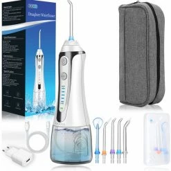 Docci DC-700W Flosapparaat – 5 Standen En 5 Opzetstukjes – Gratis Luxe Reistas - 300 Ml Tank - 30 Dagen Geld Terug Garantie! – Wit