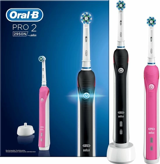 Oral B Oral-B PRO 2 2950N - Elektrische Tandenborstel - Duopack - Zwart En Roze 22 Oral B Oral-B PRO 2 2950N - Elektrische Tandenborstel - Duopack - Zwart En Roze - Afbeelding 22