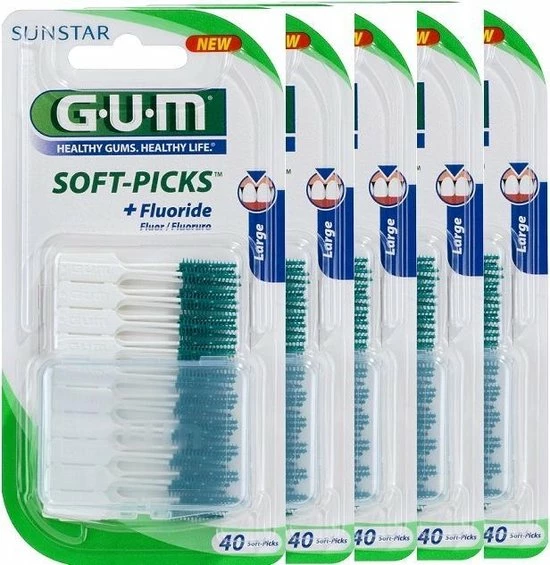 GUM Soft Picks Large - 5 X 40 Stuks - Ragers - Voordeelverpakking 1 GUM Soft Picks Large - 5 X 40 Stuks - Ragers - Voordeelverpakking